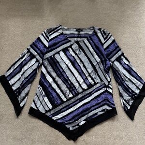 Striped Purple and Black Long Sleeve Top